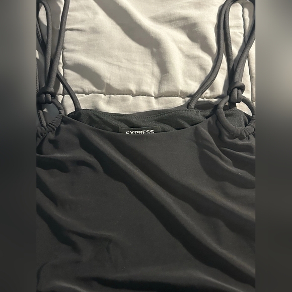 NWT Express Women’s Tank Top With Elastic Waist Size Medium Black - Picture 2 of 6